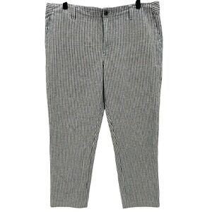 GAP Girlfriend Chino Pants Womens Size 16 Blue White Stripe Linen Cotton